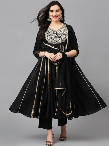 Women Floral Embroidered Regular Thread Work Kurta with Palazzos & With Dupatta VitansEthnics