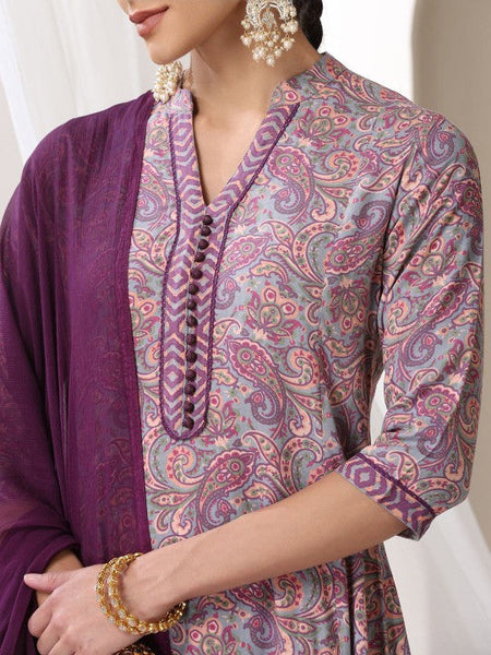 Women Ethnic Motifs Printed Regular Kurta with Trousers & With Dupatta Set VitansEthnics