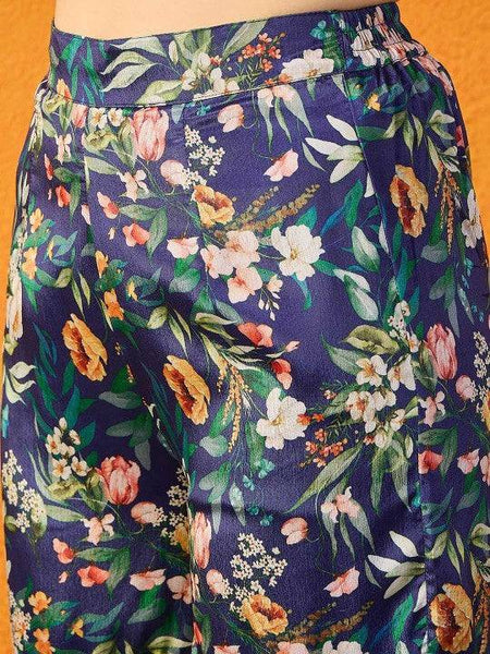 Women Floral Printed Gotta Patti Chanderi Silk Anarkali Kurti & Sharara With Dupatta Set VitansEthnics