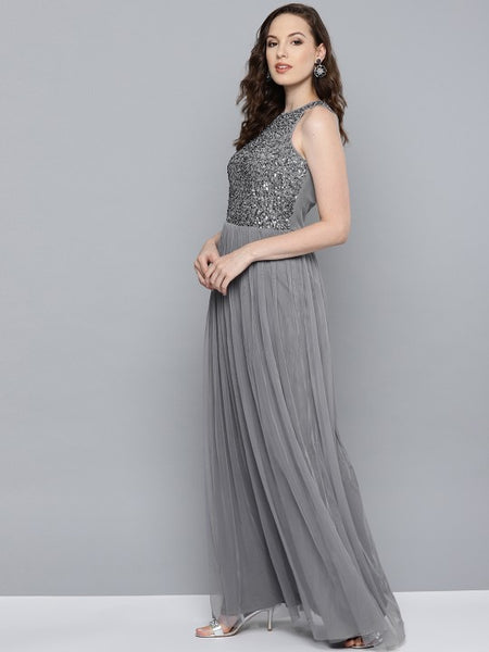 Women Black Embellished Slit Sleeves Maxi Dress (Copy) vitansethnics
