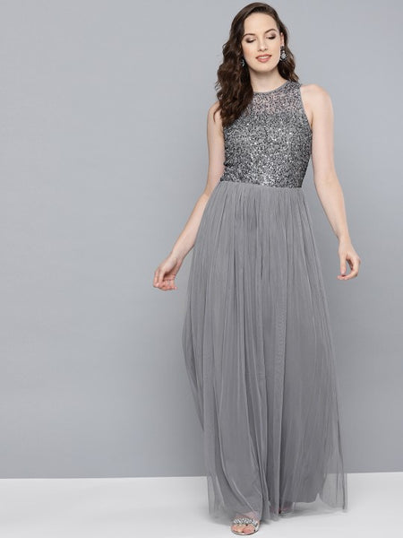 Women Black Embellished Slit Sleeves Maxi Dress (Copy) vitansethnics