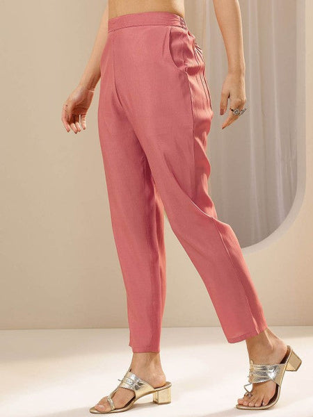 Women solid Pleated Kurta with Trousers & With Dupatta Indian Suit Set VitansEthnics