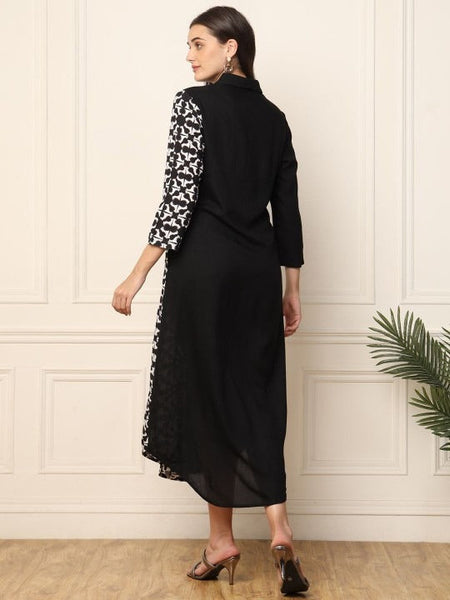 Women Indo Western A-Line Midi Shirt Dress VitansEthnics