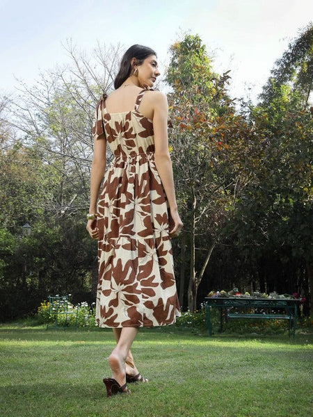 Women Floral Printed Pure Cotton Fit and Flare Maxi Dress VitansEthnics