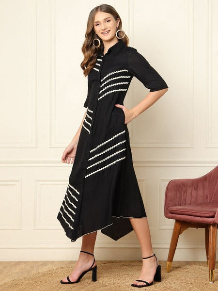 Women Indo Western Shirt Maxi Asymmetric Hemline Dress VitansEthnics