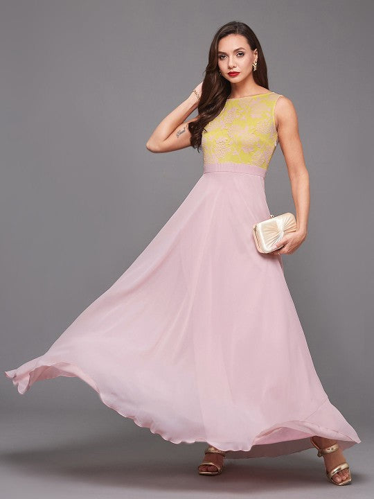 Women MultiColour Georgette Maxi Dress VitansEthnics
