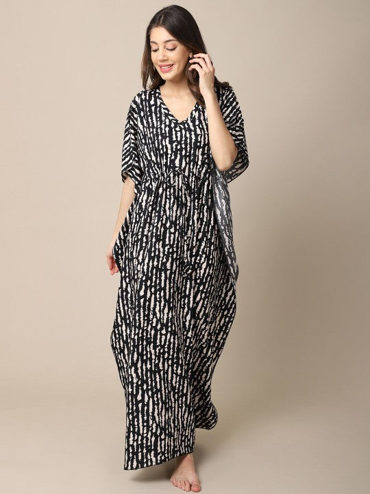 Designer Indian Tie & Dye Printed Kaftan Maxi Dress For Women (Copy) VitansEthnics