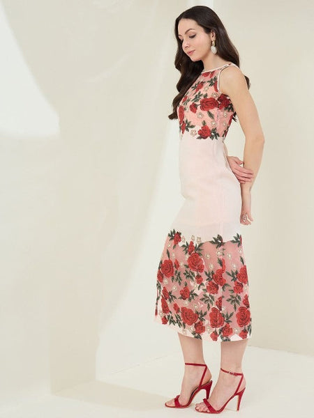 Women Indo Western Floral Print Midi Dress VitansEthnics