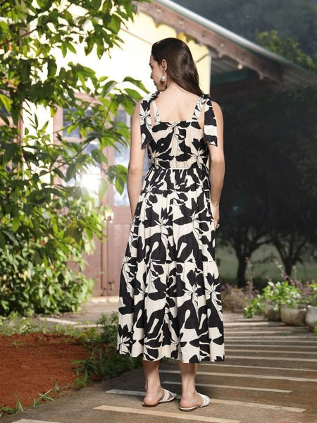 Women Floral Printed Pure Cotton Empire Maxi Dress VitansEthnics