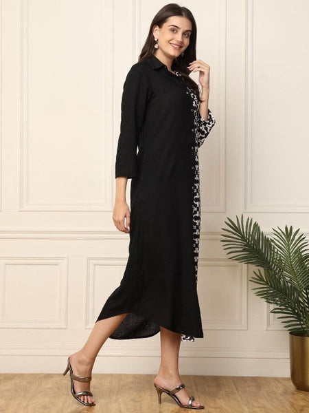 Women Indo Western A-Line Midi Shirt Dress VitansEthnics