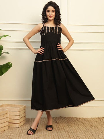 Women Indo Western Fit & Flared Midi Dress VitansEthnics