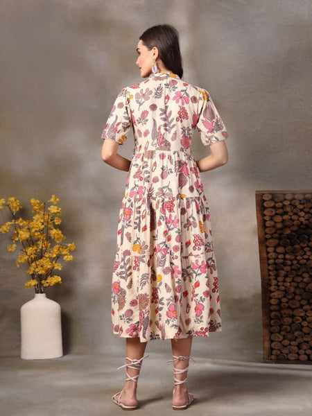 Women Tropical Print Fit & Flare Maxi Dress VitansEthnics