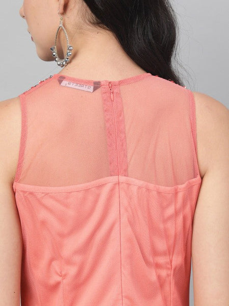 Women Orange Embellished Maxi Dress VitansEthnics