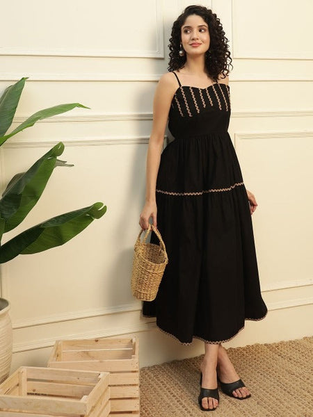 Women Indo Western Fit & Flared Midi Dress VitansEthnics