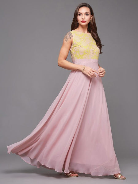 Women MultiColour Georgette Maxi Dress VitansEthnics