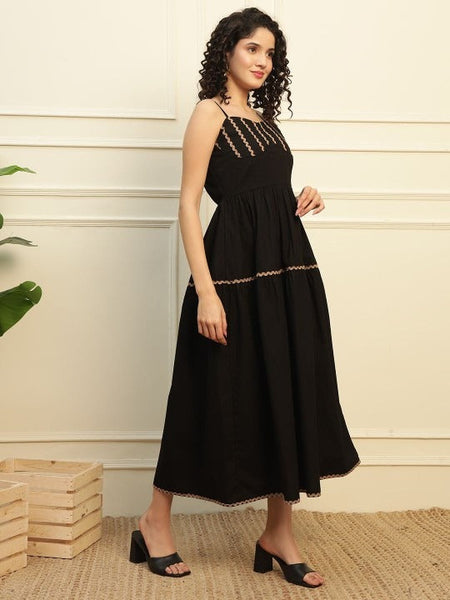 Women Indo Western Fit & Flared Midi Dress VitansEthnics