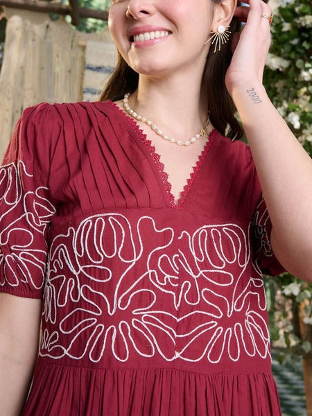Women Print Puff Sleeve Fit & Flare Maxi Dress VitansEthnics