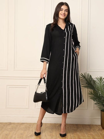 Women Indo Western Shirt Midi Dress VitansEthnics