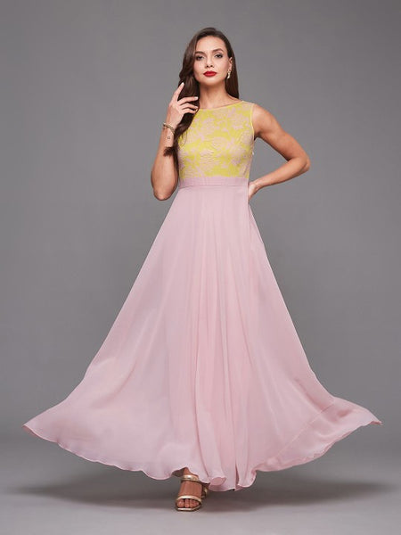 Women MultiColour Georgette Maxi Dress VitansEthnics
