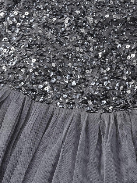 Women Grey-Coloured Embellished Maxi Dress VitansEthnics