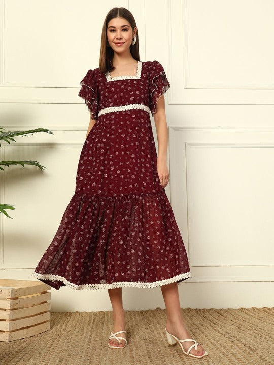 fit and flare georgette dress Buy Pink Printed Georgette Fit and Flare Dress Online in USA at $28.00