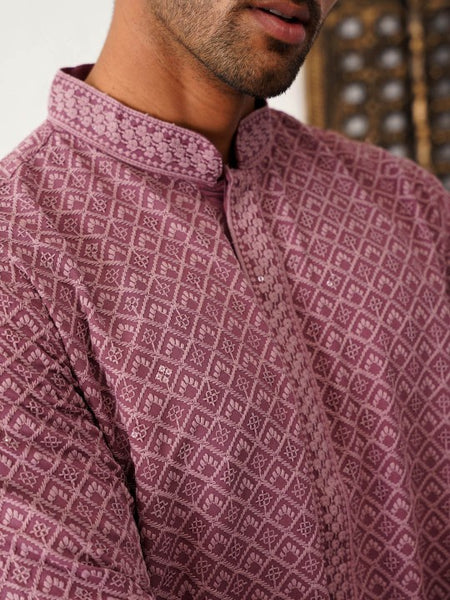 Ethnic Motifs Embroidered Sequinned Mandarin Collar Straight Kurta