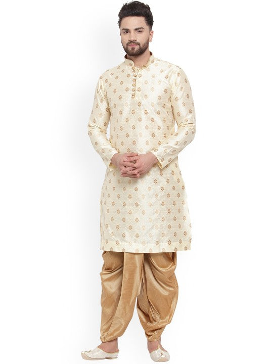 Ethnic Motifs Woven Design Mandarin Collar Kurta with Dhoti Pants