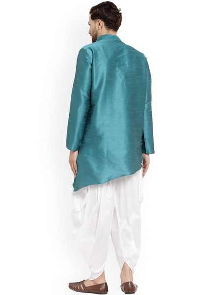 Green Ethnic Motifs Printed Mandarin Collar Designer Kurta with Dhoti Pants