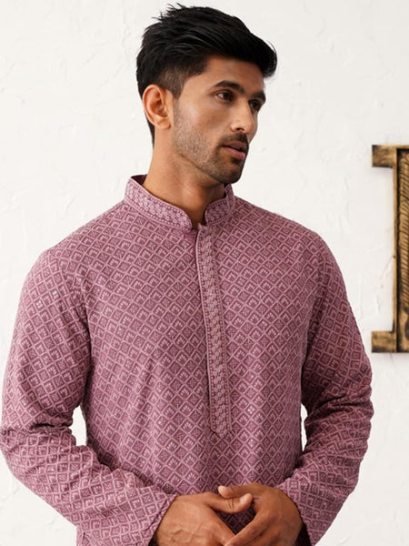 Ethnic Motifs Embroidered Sequinned Mandarin Collar Straight Kurta