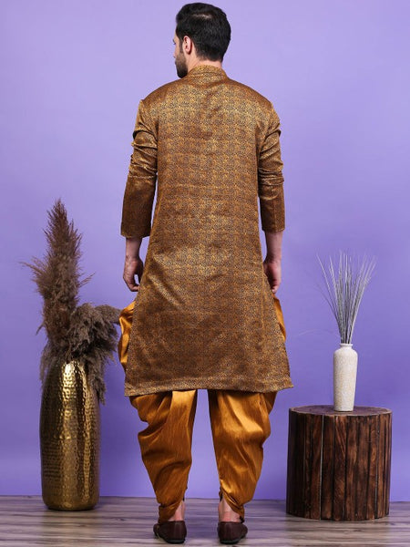 Ethnic Motifs Woven Design Mandarin Collar Straight Kurta with Patiala