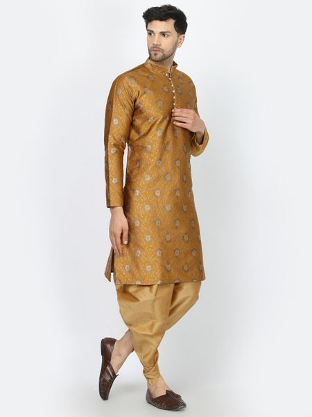 Mustard Ethnic Zari Work Regular Straight Kurta with Salwar