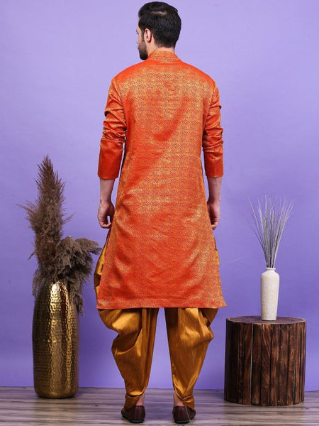 Maroon Ethnic Motifs Woven Design Mandarin Collar Straight Kurta with Patiala