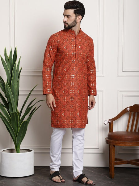 Floral Printed Mandarin Collar Kurta Pyjama Set