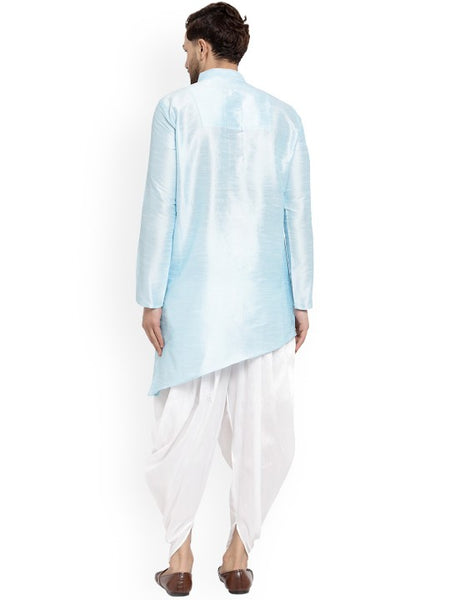Blue Ethnic Motifs Printed Mandarin Collar Designer Kurta with Dhoti Pants