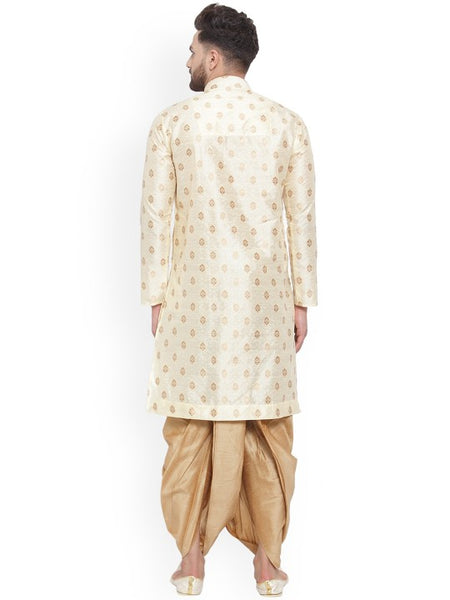 Ethnic Motifs Woven Design Mandarin Collar Kurta with Dhoti Pants