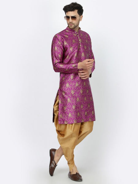 Purple Ethnic Zari Work Regular Straight Kurta with Salwar