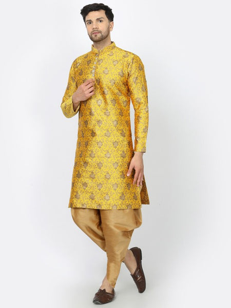 Yellow Ethnic Zari Work Regular Straight Kurta with Salwar