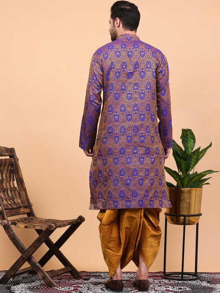 Purple Ethnic Motifs Woven Design Regular Zari Kurta With Dhoti Pants