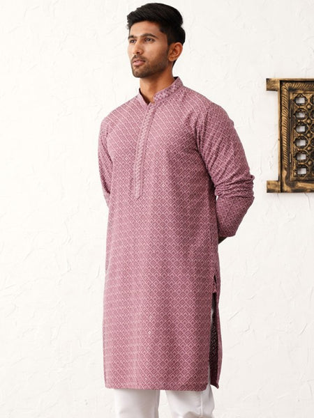 Ethnic Motifs Embroidered Sequinned Mandarin Collar Straight Kurta