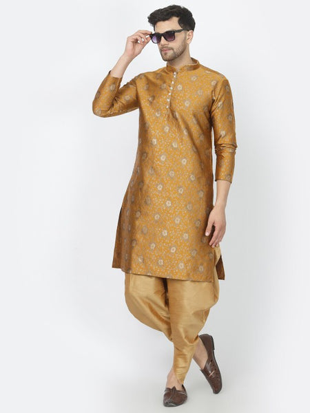 Mustard Ethnic Zari Work Regular Straight Kurta with Salwar