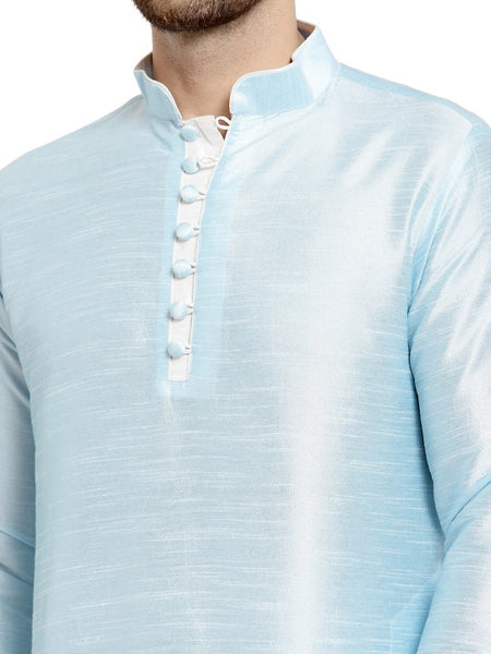 Blue Ethnic Motifs Printed Mandarin Collar Designer Kurta with Dhoti Pants