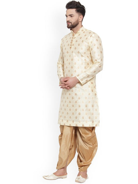 Ethnic Motifs Woven Design Mandarin Collar Kurta with Dhoti Pants