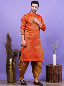 Maroon Ethnic Motifs Woven Design Mandarin Collar Straight Kurta with Patiala