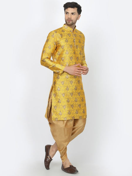Yellow Ethnic Zari Work Regular Straight Kurta with Salwar