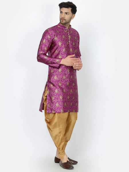 Purple Ethnic Zari Work Regular Straight Kurta with Salwar