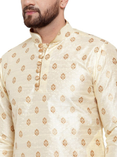 Ethnic Motifs Woven Design Mandarin Collar Kurta with Dhoti Pants