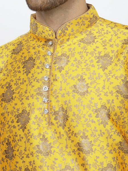 Yellow Ethnic Zari Work Regular Straight Kurta with Salwar