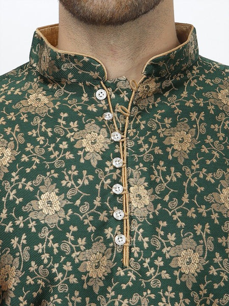Green Ethnic Zari Work Regular Straight Kurta with Salwar