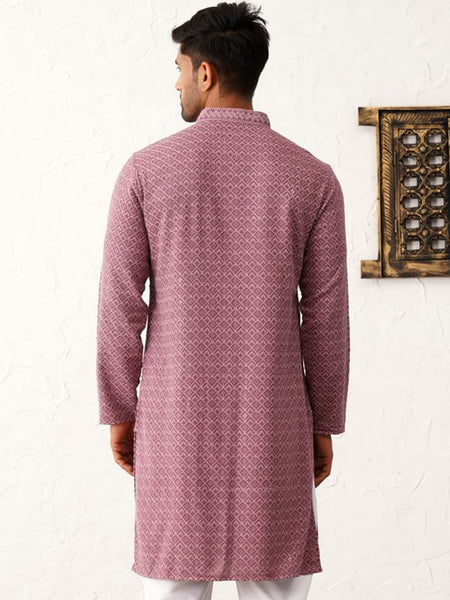 Ethnic Motifs Embroidered Sequinned Mandarin Collar Straight Kurta
