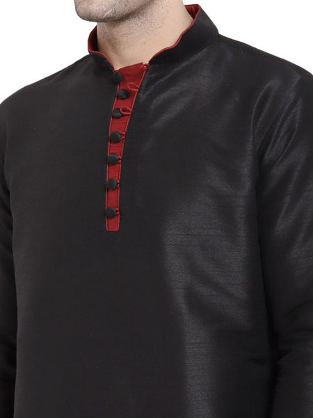 Black Ethnic Motifs Printed Mandarin Collar Designer Kurta with Dhoti Pants